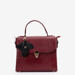 Orchid Embossed Croc Leather Handbag